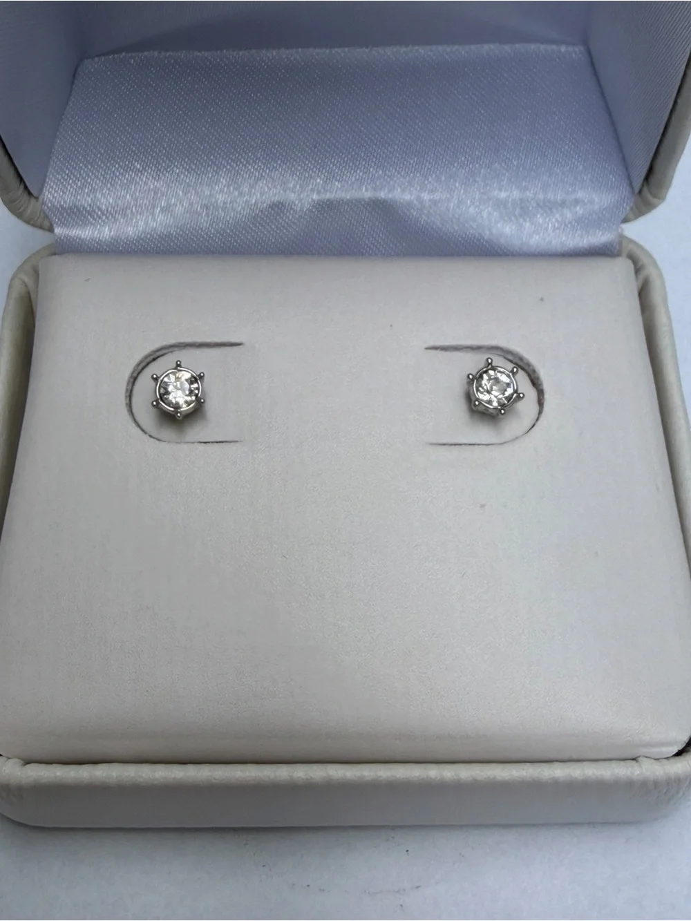 Swarovski Clear Crystal Solitaire Stud Earrings - Silver Tone